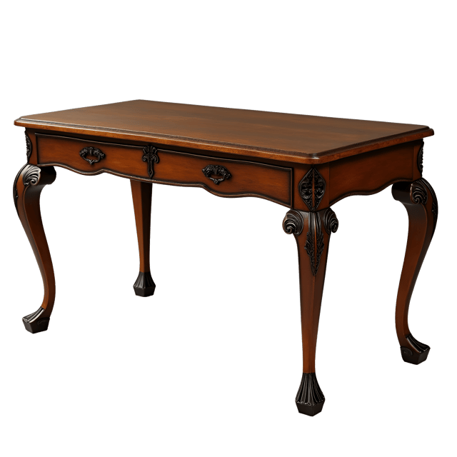Free transparent PNG: Antique Wooden Desk PNG with Carved Legs and Polished Surface
