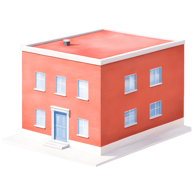Free transparent PNG: Flat Roof Brick Building Transparent PNG for Modern Architectural Illustrations