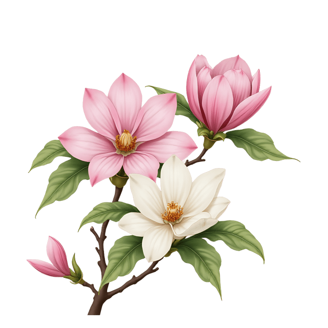 Free transparent PNG: Chinoiserie Magnolia Floral PNG Clipart  Elegant Design Element for Various Projects