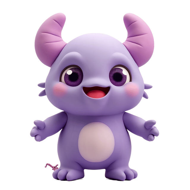 Free transparent PNG: Soft Lavender Monster Doll PNG with Sparkly Inviting Eyes for Nursery and Craft Decorations