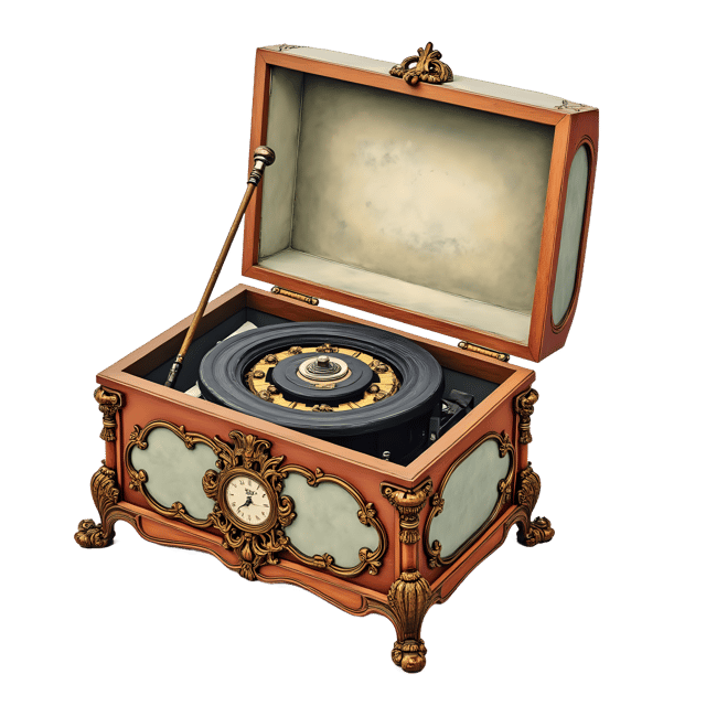 Free transparent PNG: Victorian Music Box Digital Drawing for Vintage Home Decor and Historical Art
