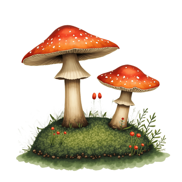 Free transparent PNG: Woodland Mushroom Arrangement  Nature Clipart, free transparent png download