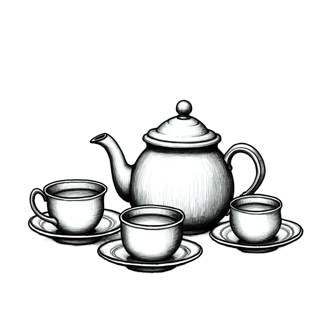 Free transparent PNG: Vintage Still Life with Teapot and Cups  Classic Home Clipart, free transparent png download