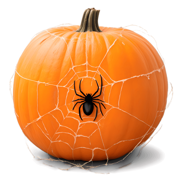 Free transparent PNG: Orange Pumpkin in a Creepy Spider Web Transparent PNG