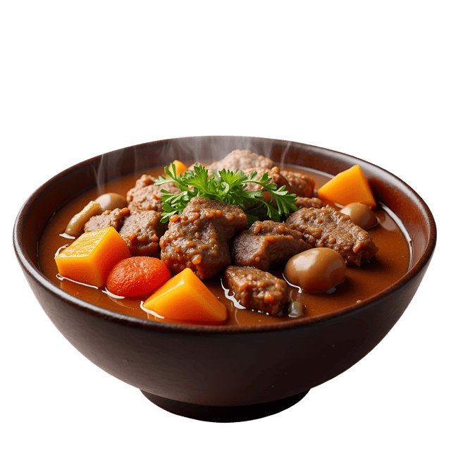 Free transparent PNG: Hearty Beef Stew Bowl with Vegetables PNG Illustration