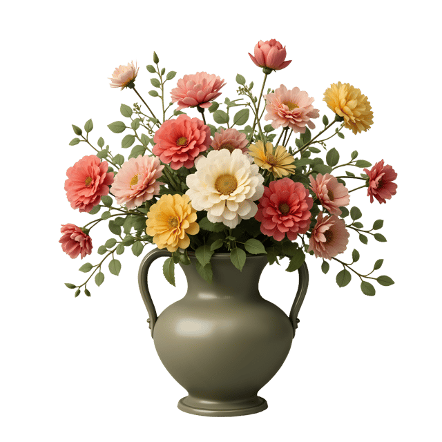 Free transparent PNG: Antique Vase with Hand-Painted Flowers Transparent Background PNG