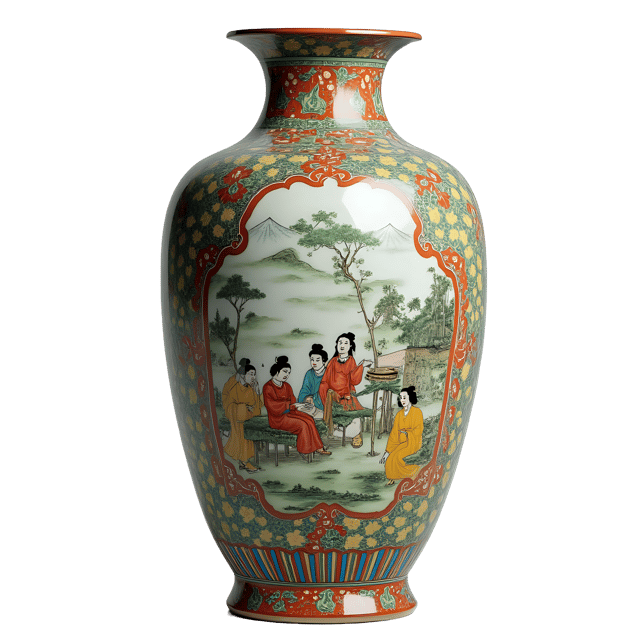 Free transparent PNG: Colorful Antique Vase with Oriental Scenes - PNG Format