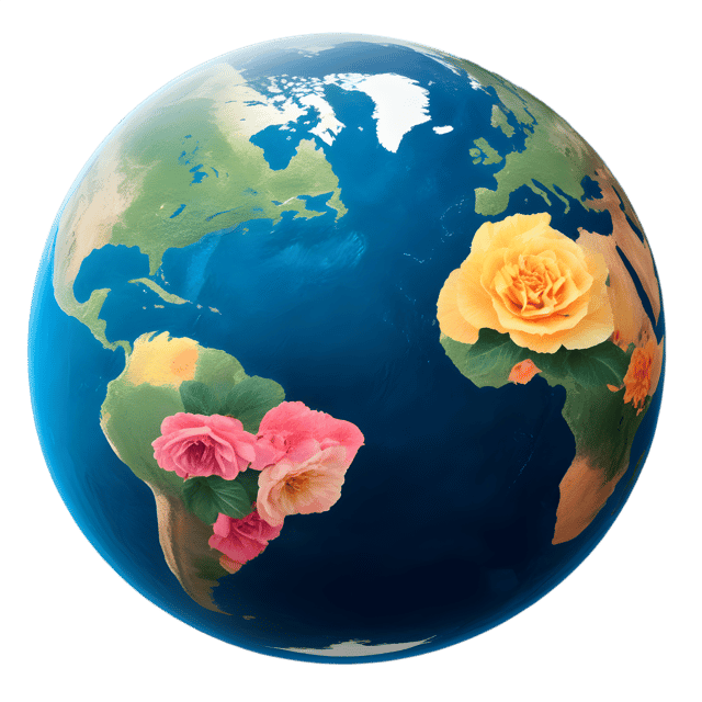 Free transparent PNG: Floral Earth Planet Transparent PNG for Eco-friendly and Artistic Design