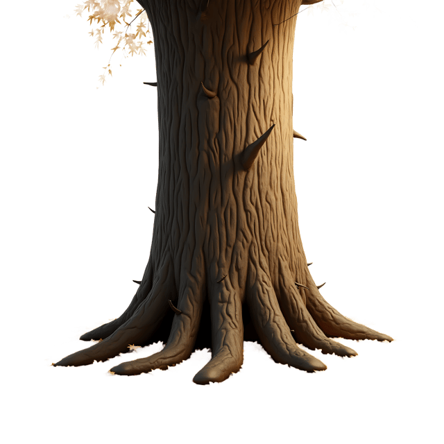 Free transparent PNG: Tree Trunk with Fallen Leaves Transparent PNG Background