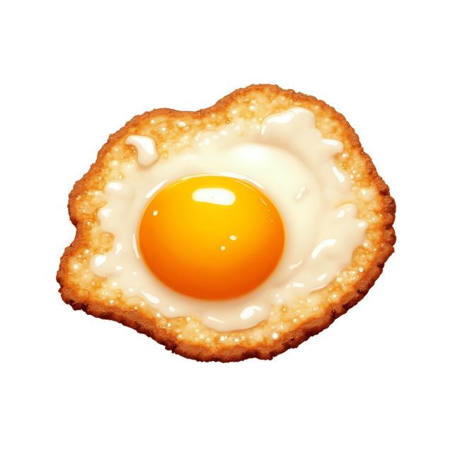 Free transparent PNG: Golden Fried Egg with Crispy Edges and Sizzling Oil Drops PNG