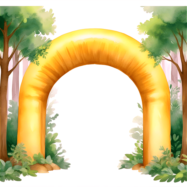 Free transparent PNG: Golden Arch with Lush Forest Glow PNG