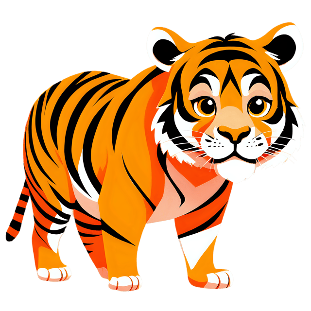 Free transparent PNG: Cute Cartoon Tiger Illustration with Transparent Background