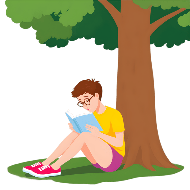 Free transparent PNG: Person Reading a Book Under a Shady Tree Transparent PNG
