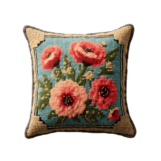 Free transparent PNG: Victorian Needlepoint Cushion Embroidery Design for Home Decor and Crafting