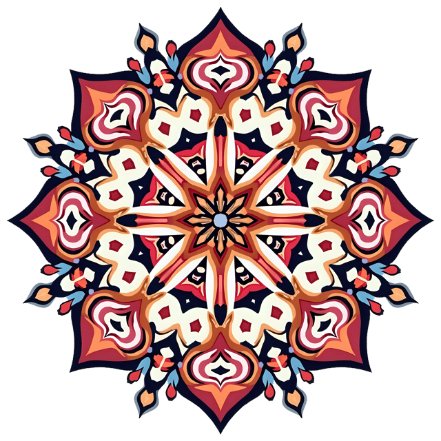 Free transparent PNG: Symmetrical Mandala with Intricate Geometric Patterns - PNG Format for Art and Decor