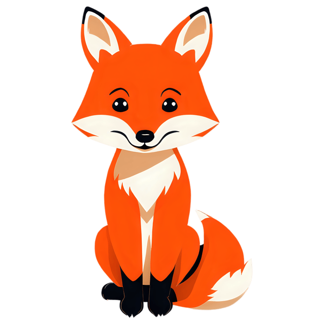 Free transparent PNG: Cute Cartoon Fox Illustration with Transparent Background