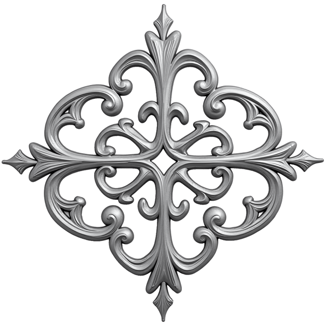 Free transparent PNG: Silver Ornament with Crescent Shapes on White Background