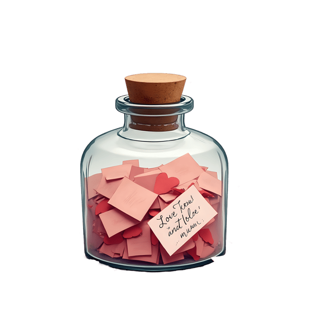 Free transparent PNG: Love Notes in a Bottle PNG  Perfect for Romantic Decor, Crafts  Digital Projects