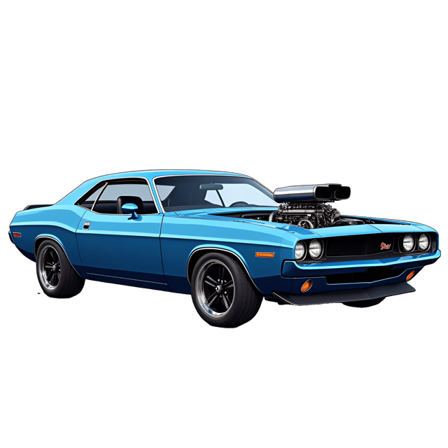 Free transparent PNG: High-Performance Muscle Car Illustration with Roaring Engine Sound
