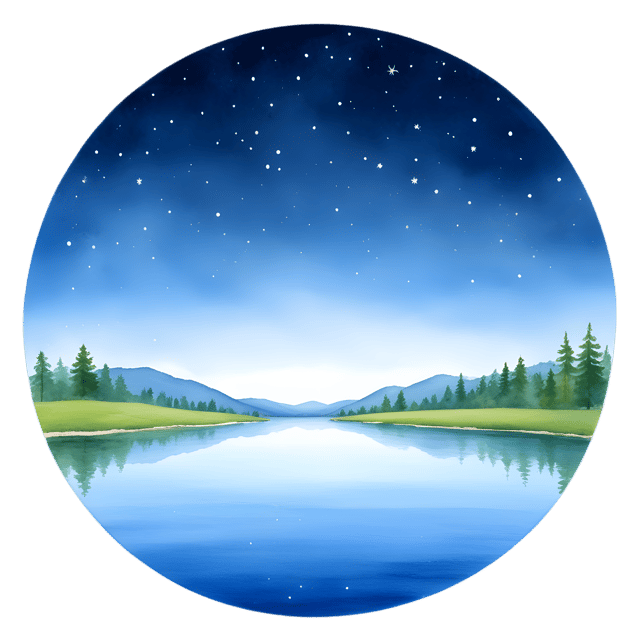Free transparent PNG: Starry Night Over a Tranquil Circular Lake PNG