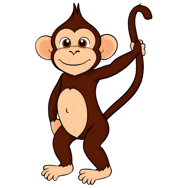 Free transparent PNG: Cute Cartoon Monkey Illustration for Fun and Playful Visuals