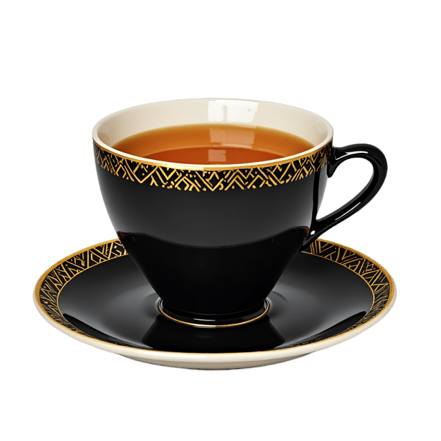 Free transparent PNG: Black and Gold Art Deco Tea Cup  Geometric Clipart, free downloadable png