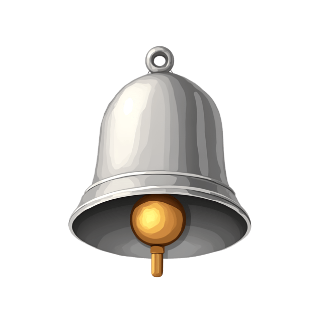Free transparent PNG: Shiny Silver Bell with Golden Clapper Clipart Illustration