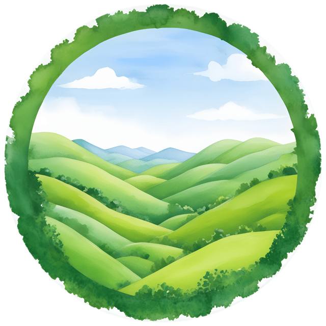 Free transparent PNG: Lush Green Hills in Circular Frame PNG with Transparent Background