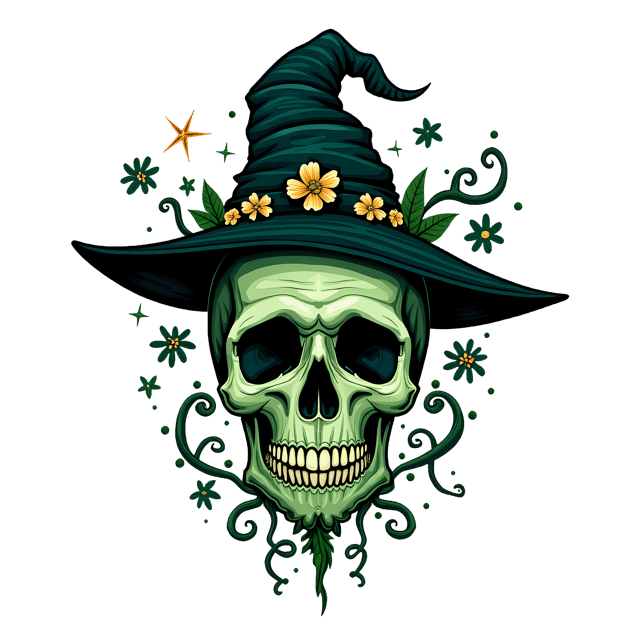 Free transparent PNG: Gothic Green Floral Skull with Dark Ivy PNG Transparent Background