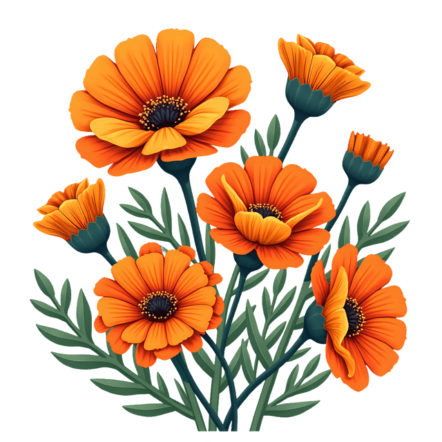 Free transparent PNG: Marigold and Zinnia Flowers PNG Clipart  Perfect for Garden Projects  Crafts
