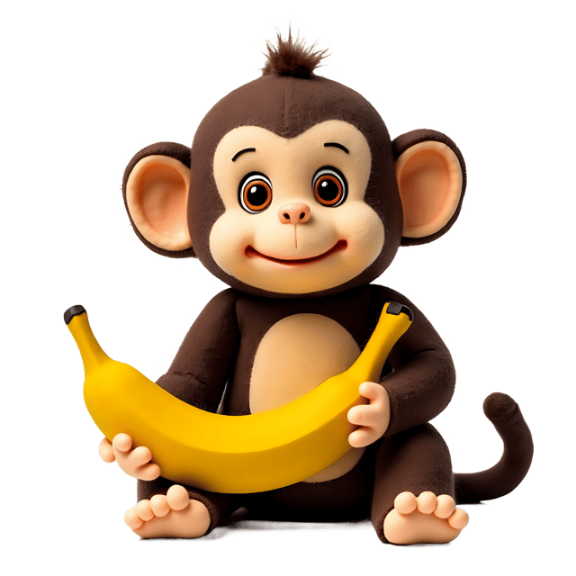 Free transparent PNG: Felted Monkey Holding a Banana PNG Transparent Background Image