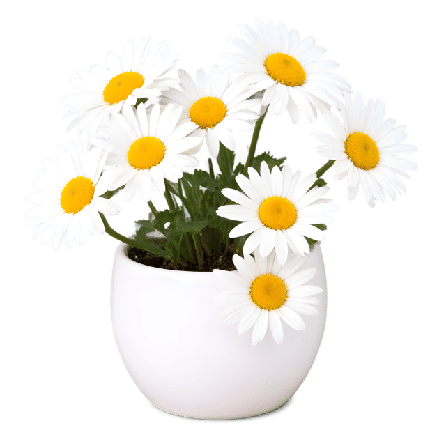 Free transparent PNG: Rustic Daisy Ceramic Pot Display with Transparent Background