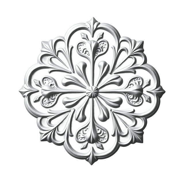 Free transparent PNG: Symmetrical Silver Floral Design PNG with Embossed Patterns for Elegant Decor
