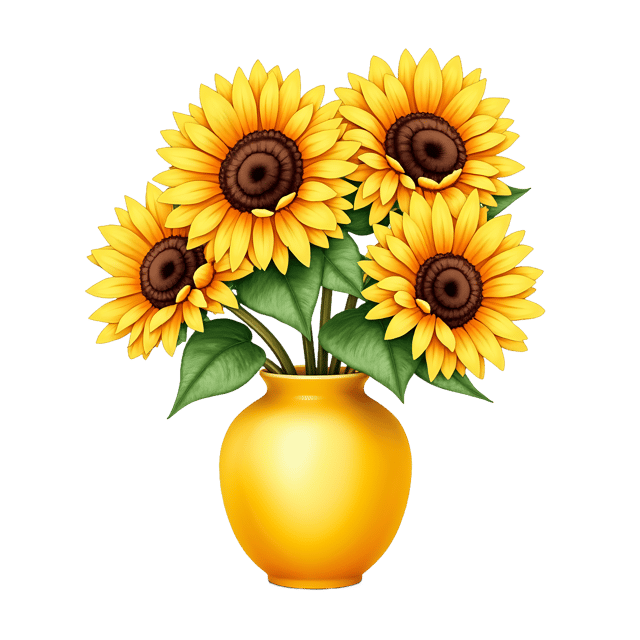 Free transparent PNG: Sunflowers in Yellow Vase Transparent PNG for Floral Design and Decor