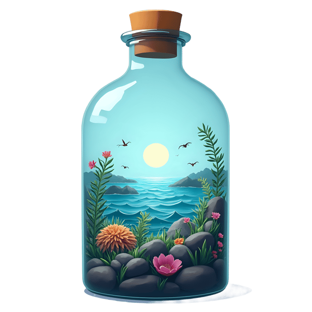Free transparent PNG: Ocean Scene in a Bottle PNG  Perfect for Marine Decor, Crafts  Projects