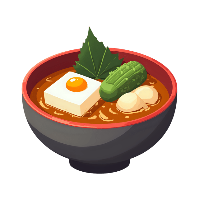 Free transparent PNG: Miso Soup Bowl with Tofu, Seaweed, and Bamboo Shoots - Transparent PNG