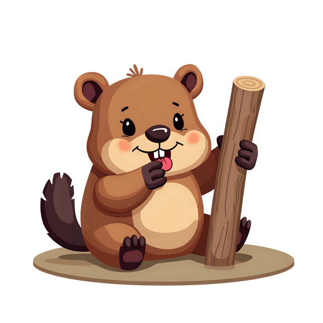 Free transparent PNG: Baby Beaver Chewing Wood Transparent PNG