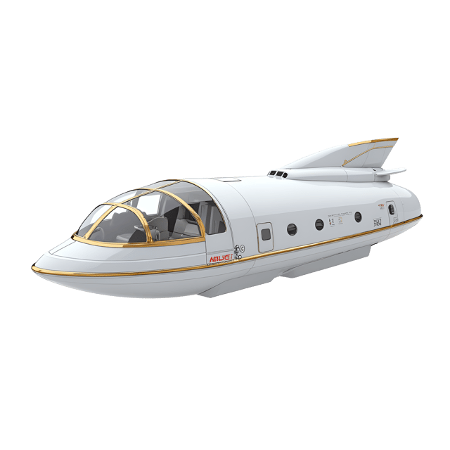 Free transparent PNG: Elegant White Spaceship Crystal Glass and Golden Trim Illustration for Futuristic Decor and Design