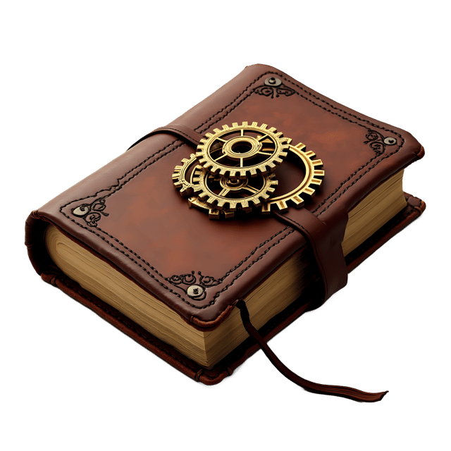 Free transparent PNG: Leather-Bound Journal with Gears Transparent Background PNG