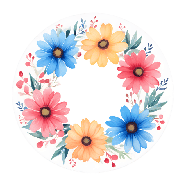Free transparent PNG: Radiant Blooming Flowers in a Perfect Round Setting PNG with Transparent Background
