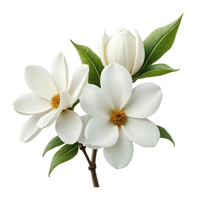 Free transparent PNG: White Magnolias PNG with Transparent Background for Floral Design and Clipart