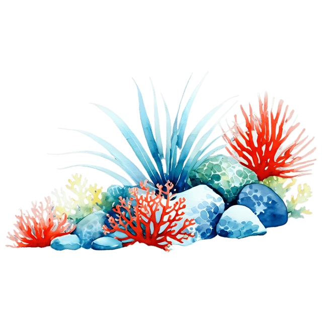 Free transparent PNG: Coral Reef Watercolor Illustration – Transparent PNG for Marine-Themed Designs
