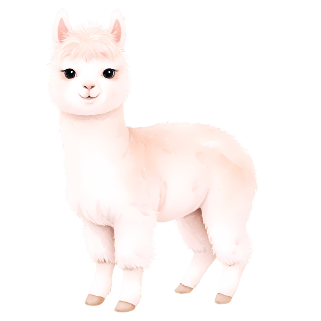 Free transparent PNG: Gentle Alpaca PNG with Soft Watercolor Hues