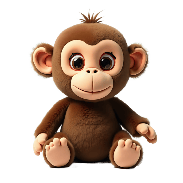 Free transparent PNG: Fluffy Stuffed Monkey PNG with Transparent Background