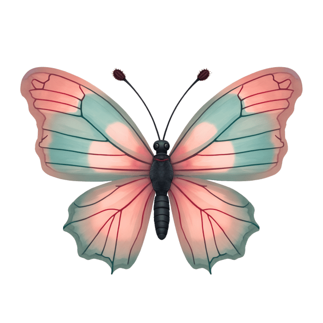 Free transparent PNG: Whimsical Butterfly Clipart with Pastel Colors and Fuzzy Antennae