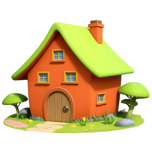 Free transparent PNG: Nestled-in-Nature House Transparent PNG for Nursery and Craft Projects