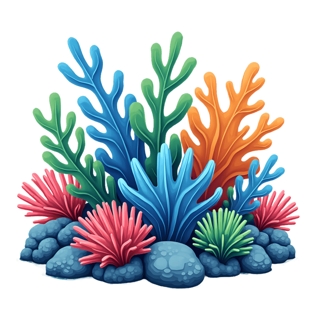Free transparent PNG: Colorful Coral Reef with Blue and Green Sea Fans PNG Illustration