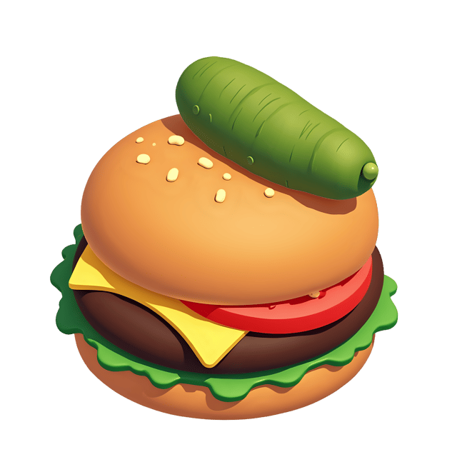 Free transparent PNG: Clay Hamburger with Pickle Transparent PNG for Food Art and Design