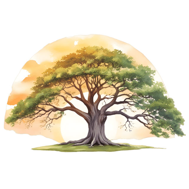 Free transparent PNG: Lone Oak Tree Sunset PNG with Transparent Background