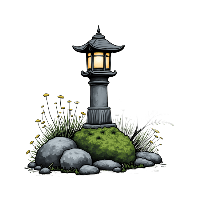 Free transparent PNG: Garden Lantern Beside Moss Rock  Free Downloadable PNG